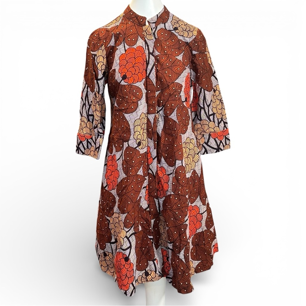 Zuri Kenya Just One Dress Allspice Size XS African Wax Print Ethical Cotton Art